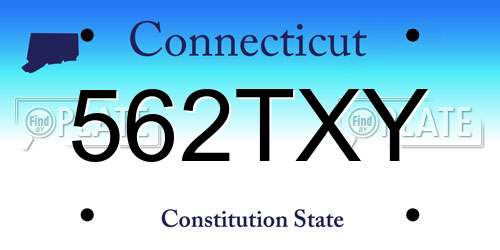 562TXY Connecticut License Plate