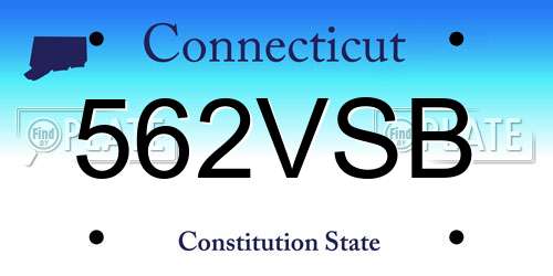 562VSB Connecticut License Plate