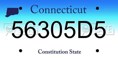 56305D5 Connecticut License Plate