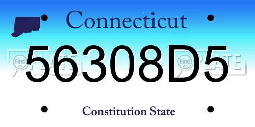 56308D5 Connecticut License Plate
