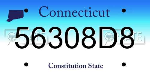 56308D8 Connecticut License Plate