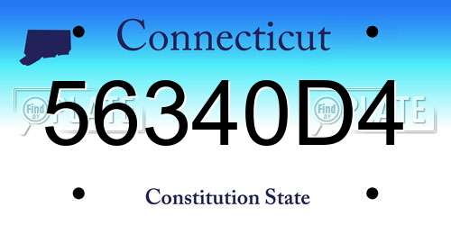 56340D4 Connecticut License Plate