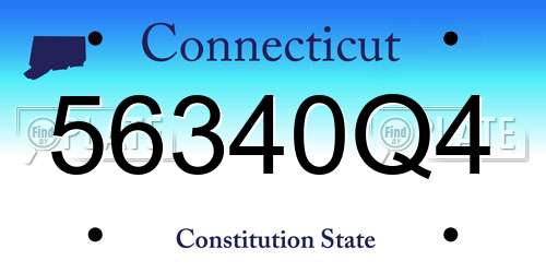 56340Q4 Connecticut License Plate