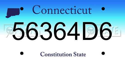 56364D6 Connecticut License Plate