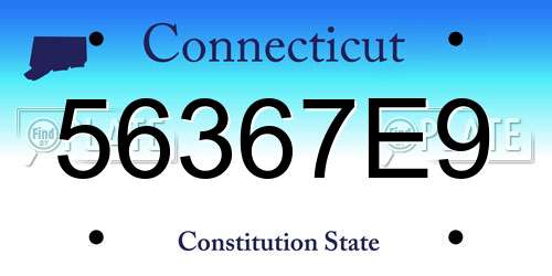 56367E9 Connecticut License Plate
