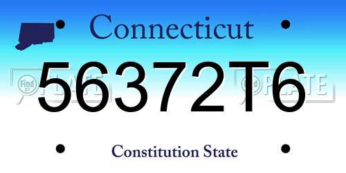 56372T6 Connecticut License Plate