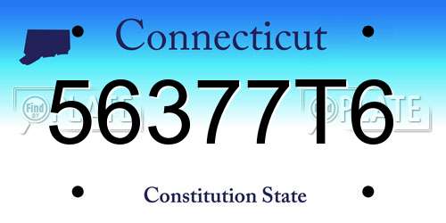 56377T6 Connecticut License Plate