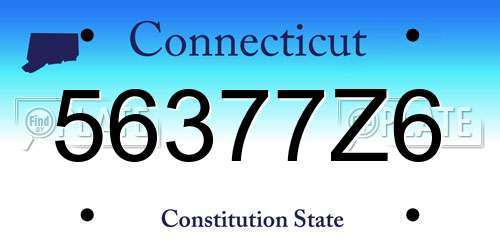 56377Z6 Connecticut License Plate