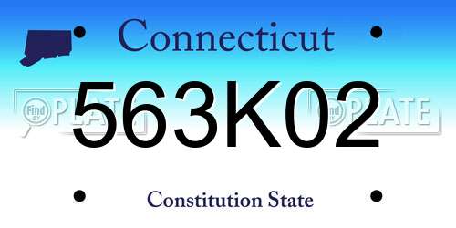 563K02 Connecticut License Plate