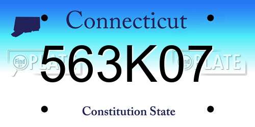 563K07 Connecticut License Plate
