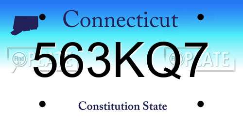 563KQ7 Connecticut License Plate
