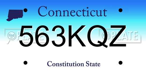 563KQZ Connecticut License Plate