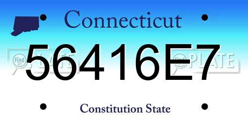 56416E7 Connecticut License Plate