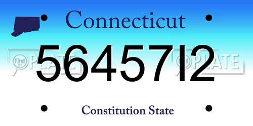 56457I2 Connecticut License Plate