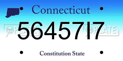56457I7 Connecticut License Plate