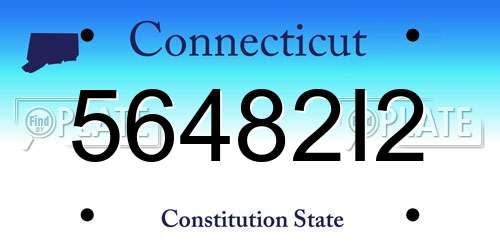 56482I2 Connecticut License Plate