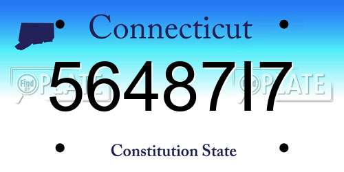 56487I7 Connecticut License Plate