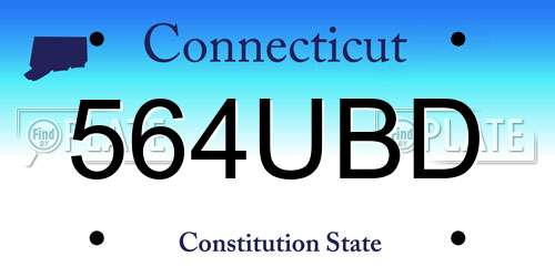 564UBD Connecticut License Plate
