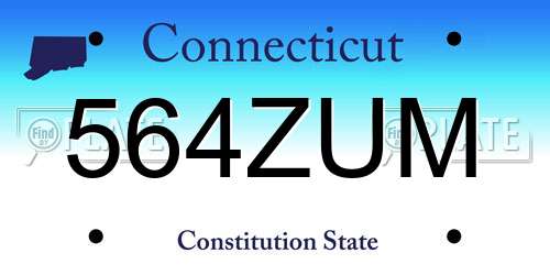564ZUM Connecticut License Plate
