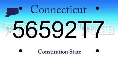 56592T7 Connecticut License Plate