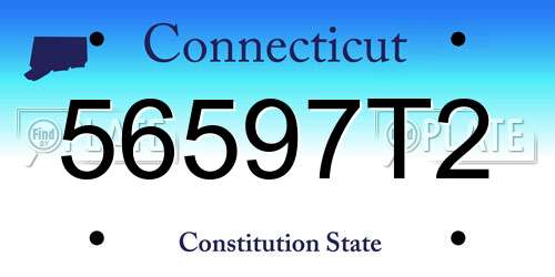56597T2 Connecticut License Plate