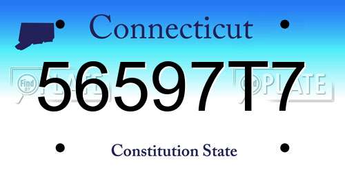 56597T7 Connecticut License Plate