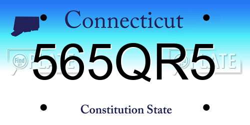 565QR5 Connecticut License Plate
