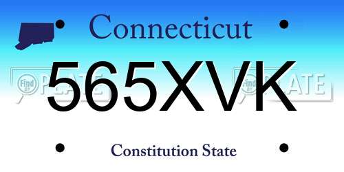 565XVK Connecticut License Plate
