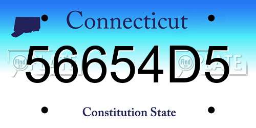 56654D5 Connecticut License Plate