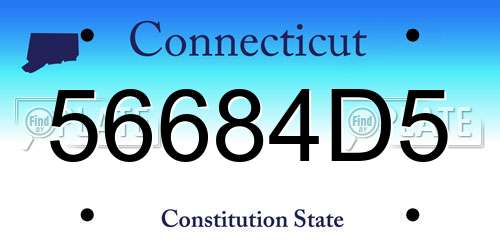 56684D5 Connecticut License Plate