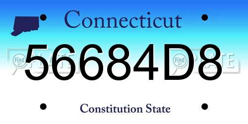 56684D8 Connecticut License Plate