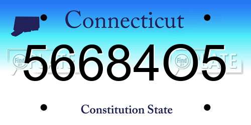 56684O5 Connecticut License Plate