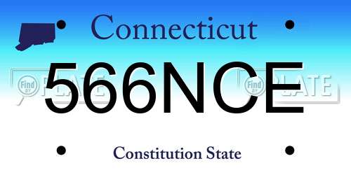 566NCE Connecticut License Plate