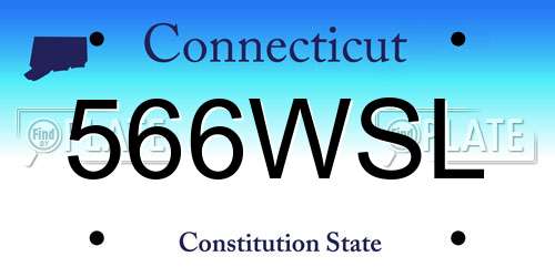 566WSL Connecticut License Plate