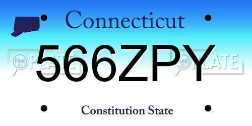 566ZPY Connecticut License Plate