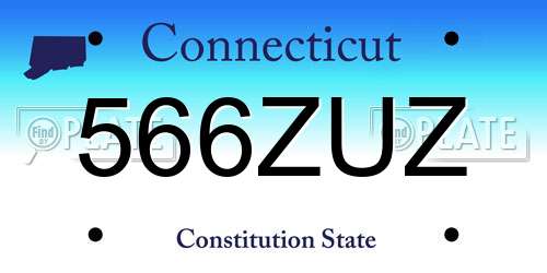 566ZUZ Connecticut License Plate