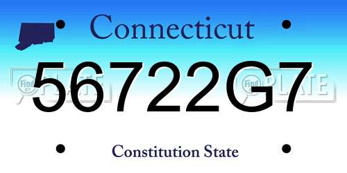 56722G7 Connecticut License Plate