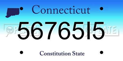56765I5 Connecticut License Plate