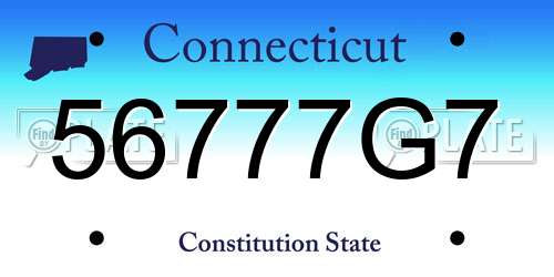 56777G7 Connecticut License Plate