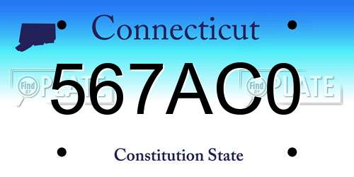 567AC0 Connecticut License Plate