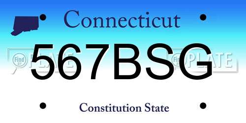 567BSG Connecticut License Plate