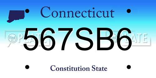 567SB6 Connecticut License Plate