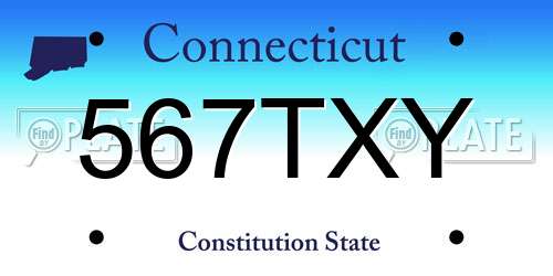 567TXY Connecticut License Plate
