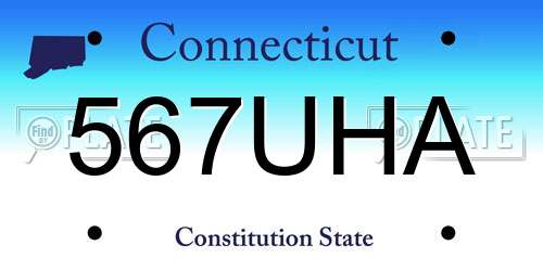 567UHA Connecticut License Plate
