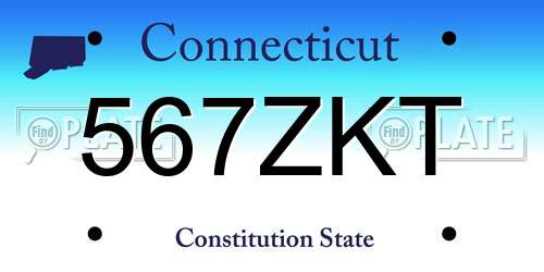 567ZKT Connecticut License Plate
