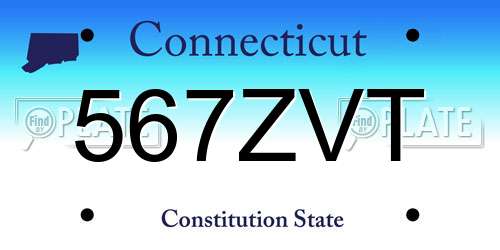 567ZVT Connecticut License Plate