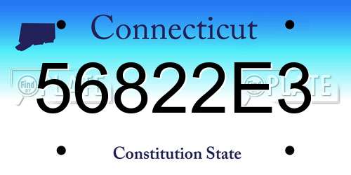 56822E3 Connecticut License Plate