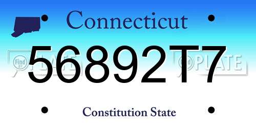 56892T7 Connecticut License Plate