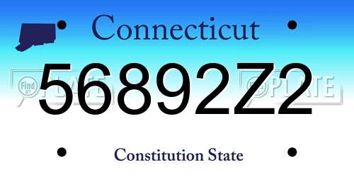 56892Z2 Connecticut License Plate