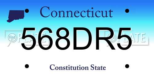568DR5 Connecticut License Plate